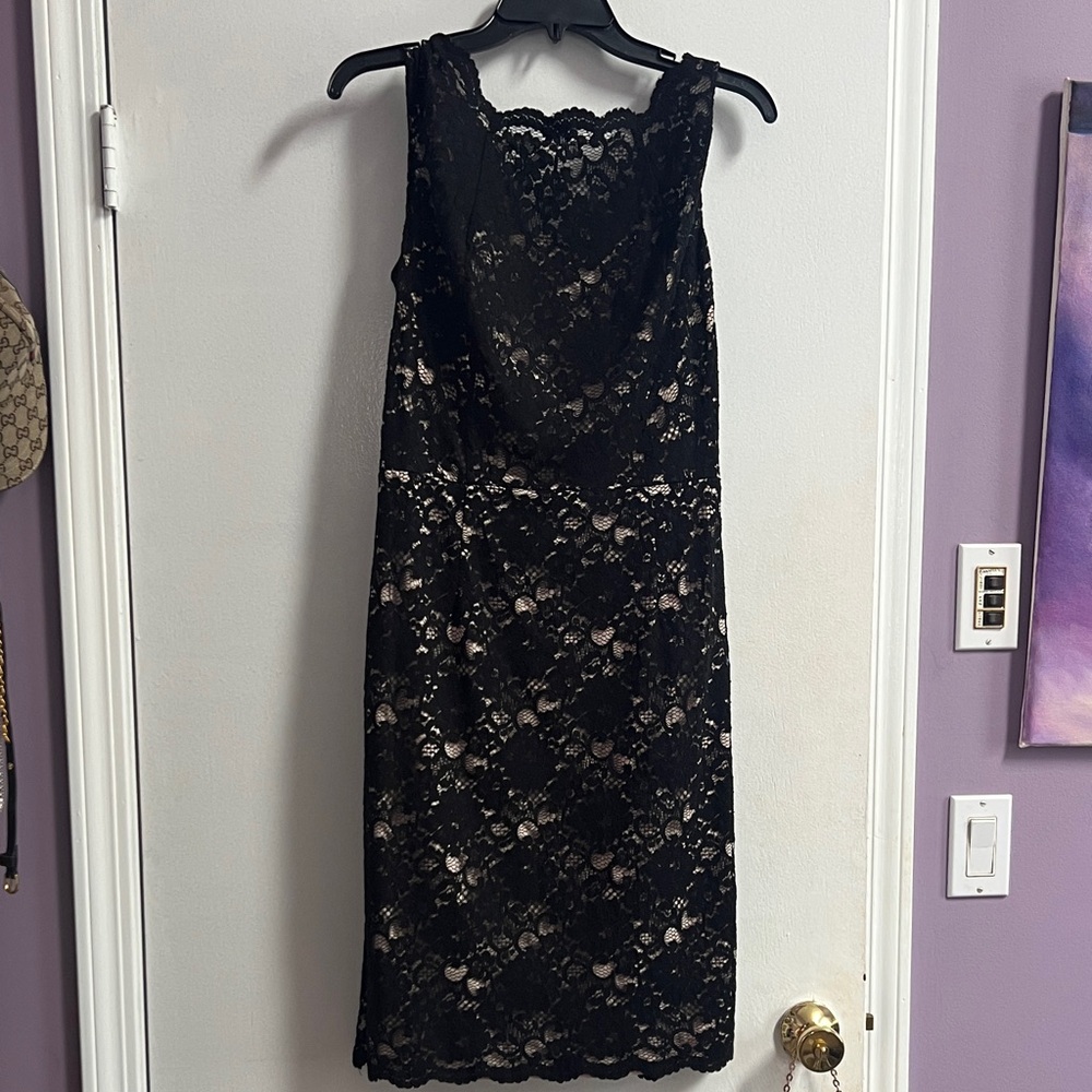 White House Black Market Black Lace Midi Dress
